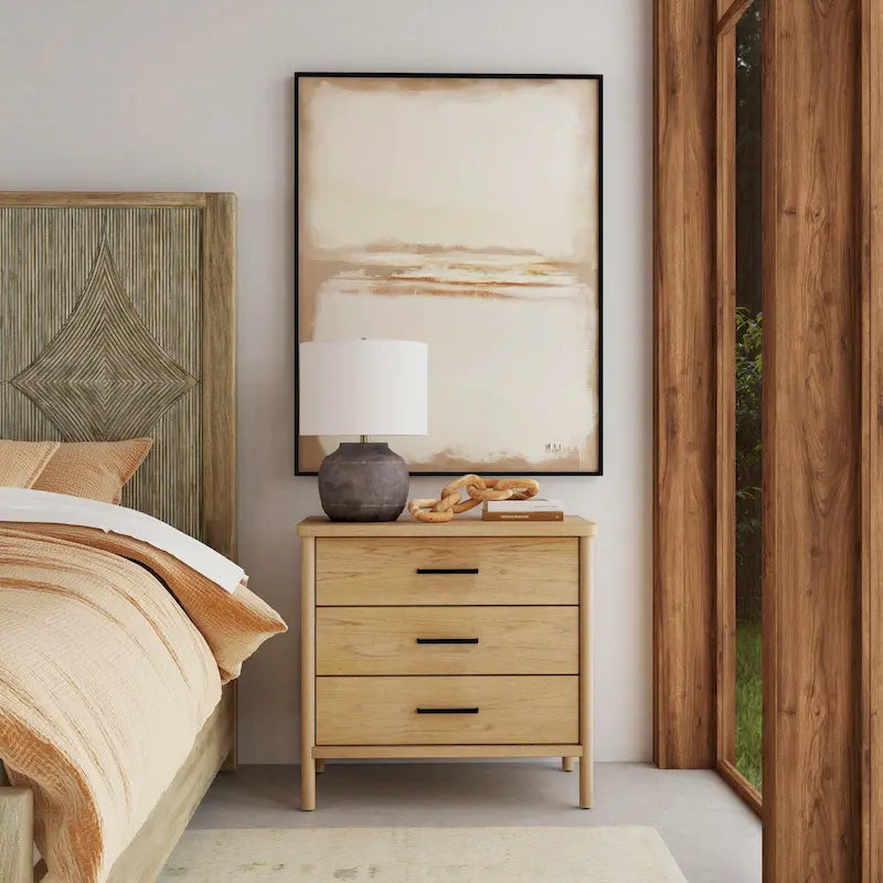 Soft Brown / Natural 3-Drawer Dresser with Rounded Legs