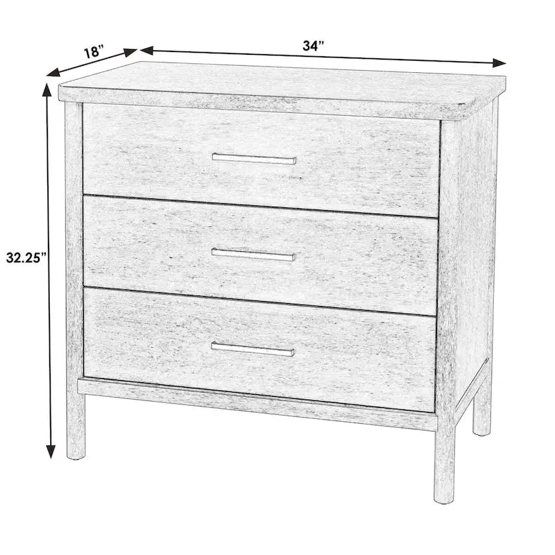 Soft Brown / Natural 3-Drawer Dresser with Rounded Legs