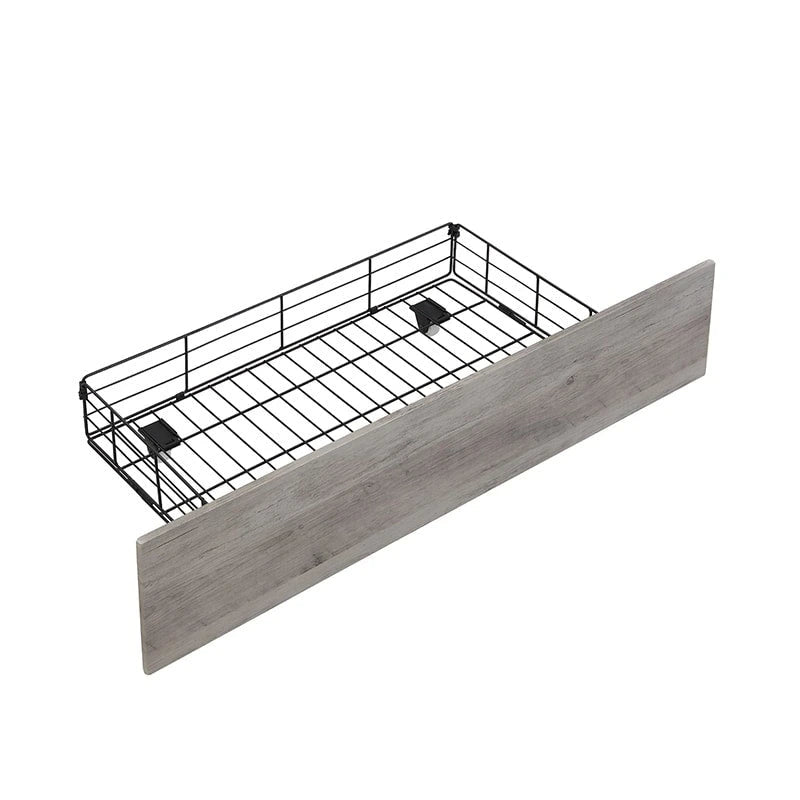 Antique Gray Queen Platform Bed with Storage Drawers & LED Headboard, 1-Person Assembly