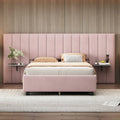 Pink / Beige / Grey Upholstered Platform Bed for 2, Full Size with Storage Headboard