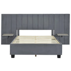 Pink / Beige / Grey Upholstered Platform Bed for 2, Full Size with Storage Headboard