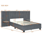 Pink / Beige / Grey Upholstered Platform Bed for 2, Full Size with Storage Headboard