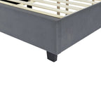 Pink / Beige / Grey Upholstered Platform Bed for 2, Full Size with Storage Headboard