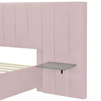 Pink / Beige / Grey Upholstered Platform Bed for 2, Full Size with Storage Headboard