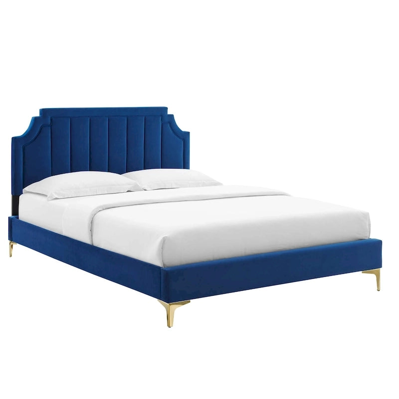 Velvet Upholstered Twin Platform Bed — Pink / Navy / Teal / White / Mint / Charcoal / Dusty Rose / Light Gray | For 1 Person