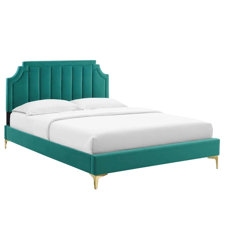 Velvet Upholstered Twin Platform Bed — Pink / Navy / Teal / White / Mint / Charcoal / Dusty Rose / Light Gray | For 1 Person