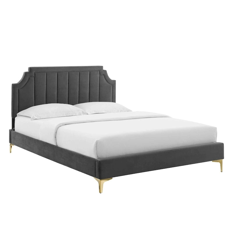 Velvet Upholstered Twin Platform Bed — Pink / Navy / Teal / White / Mint / Charcoal / Dusty Rose / Light Gray | For 1 Person