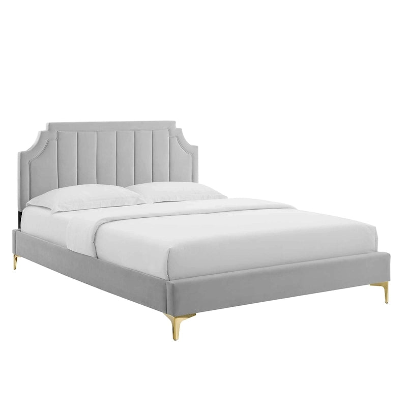 Velvet Upholstered Twin Platform Bed — Pink / Navy / Teal / White / Mint / Charcoal / Dusty Rose / Light Gray | For 1 Person