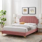 Velvet Upholstered Twin Platform Bed — Pink / Navy / Teal / White / Mint / Charcoal / Dusty Rose / Light Gray | For 1 Person