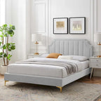 Velvet Upholstered Twin Platform Bed — Pink / Navy / Teal / White / Mint / Charcoal / Dusty Rose / Light Gray | For 1 Person