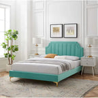 Velvet Upholstered Twin Platform Bed — Pink / Navy / Teal / White / Mint / Charcoal / Dusty Rose / Light Gray | For 1 Person
