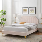 Velvet Upholstered Twin Platform Bed — Pink / Navy / Teal / White / Mint / Charcoal / Dusty Rose / Light Gray | For 1 Person