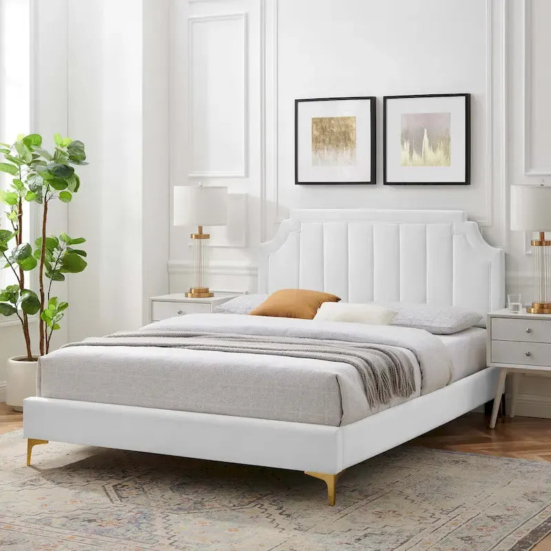 Velvet Upholstered Twin Platform Bed — Pink / Navy / Teal / White / Mint / Charcoal / Dusty Rose / Light Gray | For 1 Person