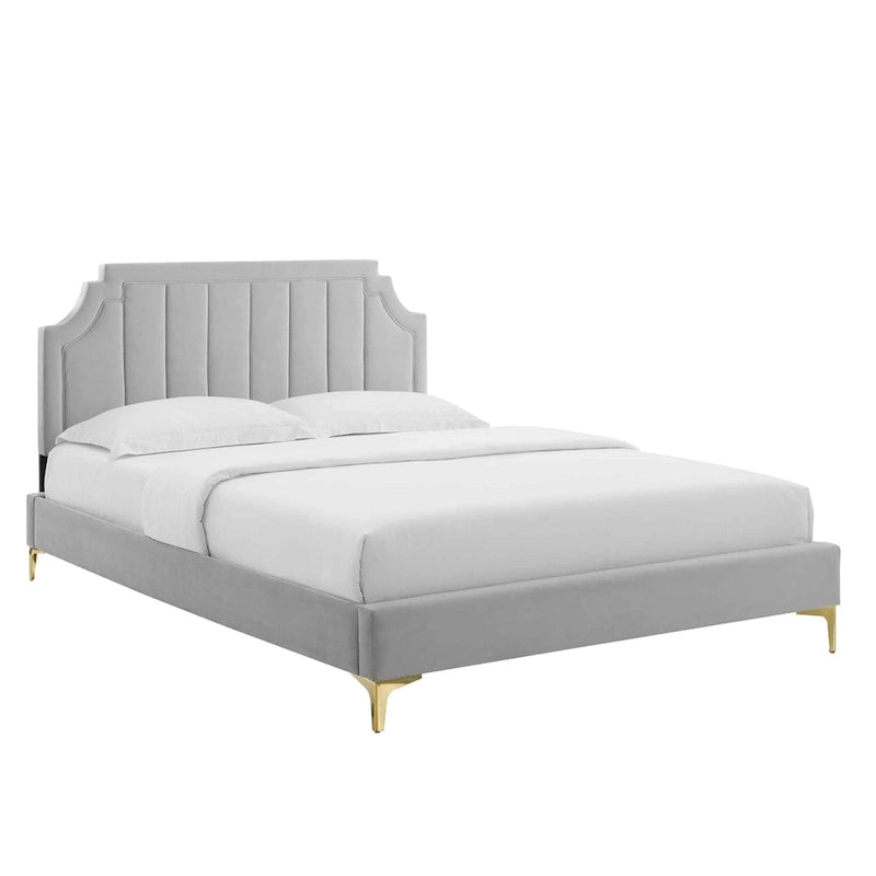 Velvet Upholstered Twin Platform Bed — Pink / Navy / Teal / White / Mint / Charcoal / Dusty Rose / Light Gray | For 1 Person