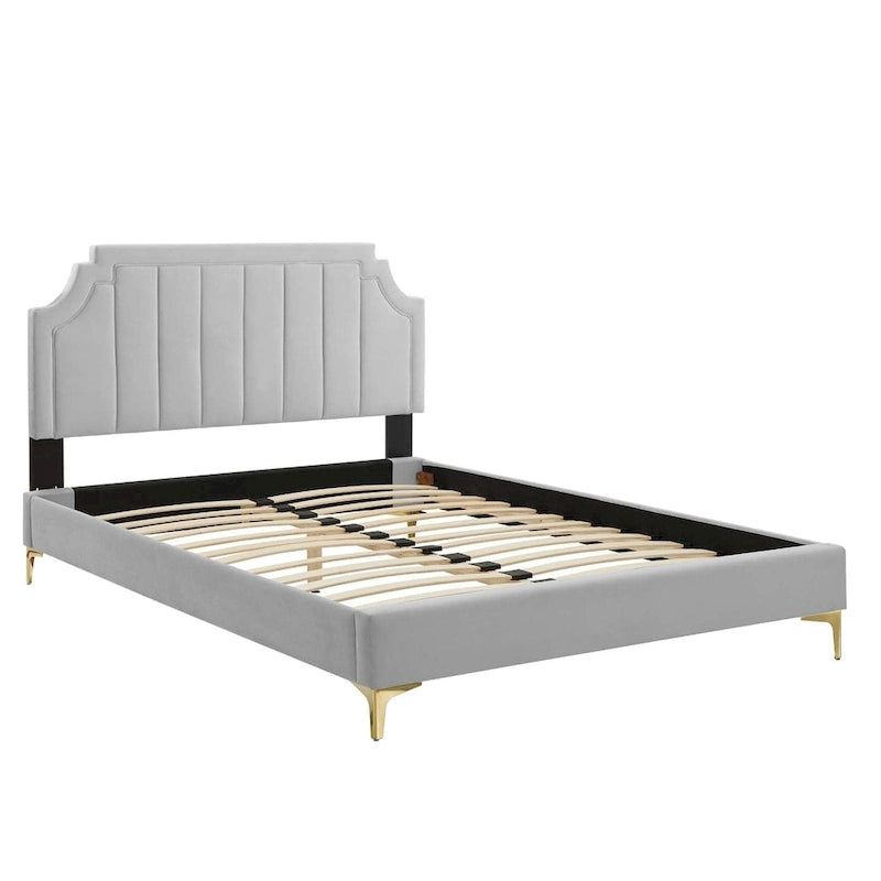 Velvet Upholstered Twin Platform Bed — Pink / Navy / Teal / White / Mint / Charcoal / Dusty Rose / Light Gray | For 1 Person
