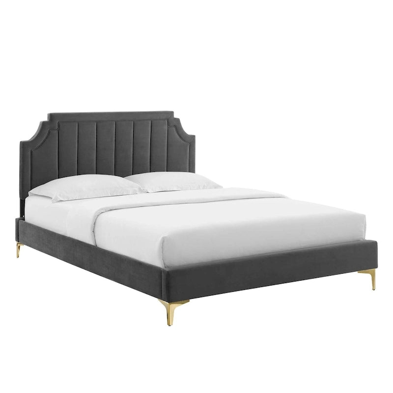 Velvet Upholstered Twin Platform Bed — Pink / Navy / Teal / White / Mint / Charcoal / Dusty Rose / Light Gray | For 1 Person