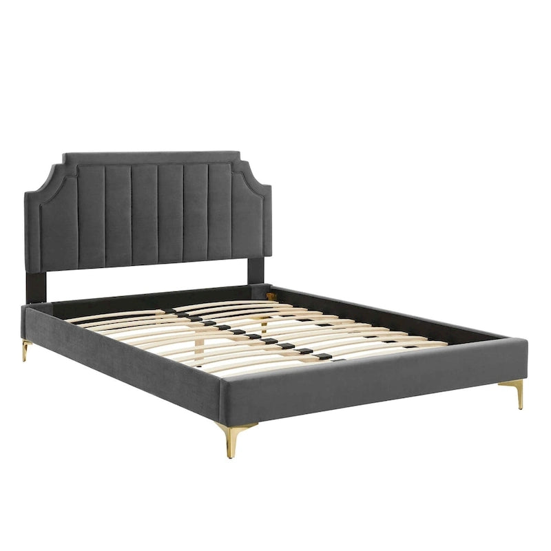 Velvet Upholstered Twin Platform Bed — Pink / Navy / Teal / White / Mint / Charcoal / Dusty Rose / Light Gray | For 1 Person