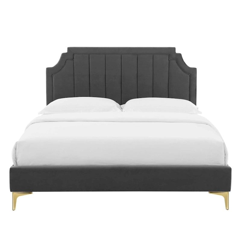 Velvet Upholstered Twin Platform Bed — Pink / Navy / Teal / White / Mint / Charcoal / Dusty Rose / Light Gray | For 1 Person
