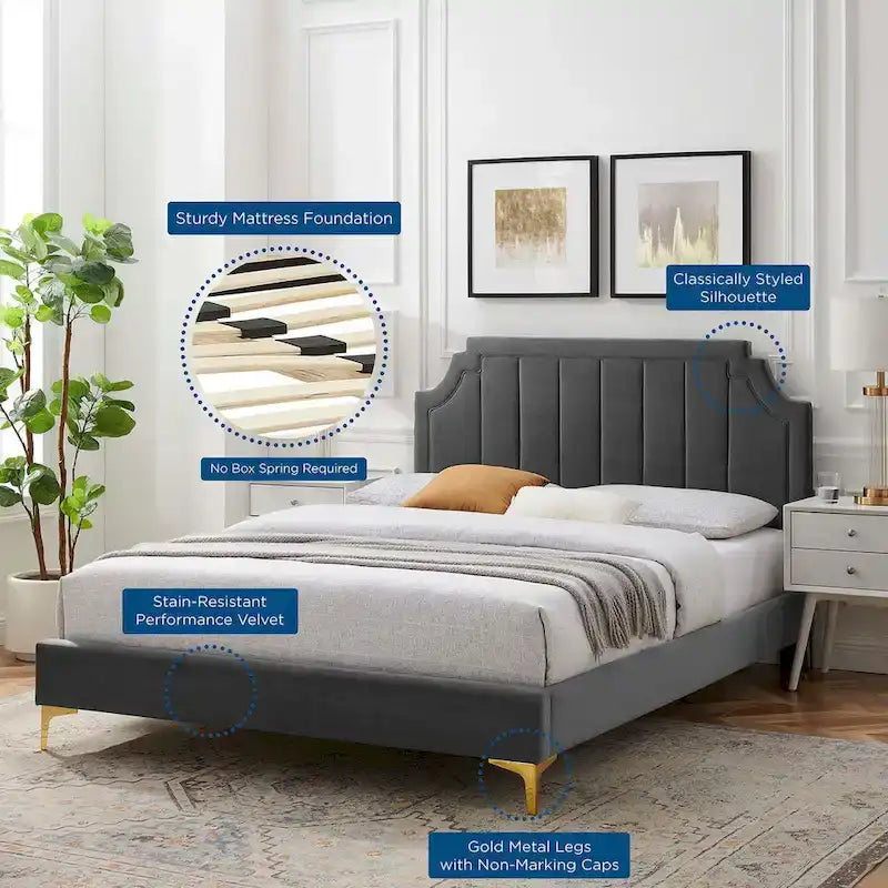 Velvet Upholstered Twin Platform Bed — Pink / Navy / Teal / White / Mint / Charcoal / Dusty Rose / Light Gray | For 1 Person