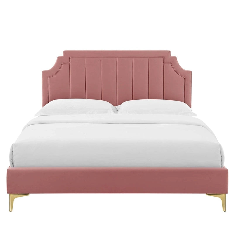 Velvet Upholstered Twin Platform Bed — Pink / Navy / Teal / White / Mint / Charcoal / Dusty Rose / Light Gray | For 1 Person