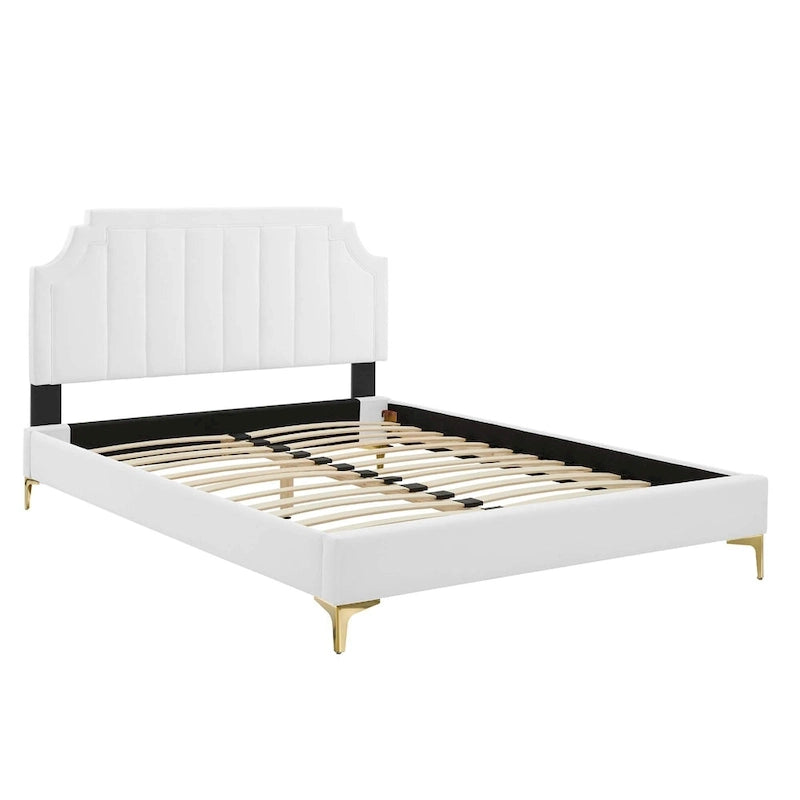 Velvet Upholstered Twin Platform Bed — Pink / Navy / Teal / White / Mint / Charcoal / Dusty Rose / Light Gray | For 1 Person