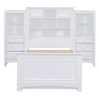 Gray/White Twin Platform Bed with Headboard Storage, 4 Drawers, for 1–2 Users