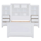 Gray/White Twin Platform Bed with Headboard Storage, 4 Drawers, for 1–2 Users