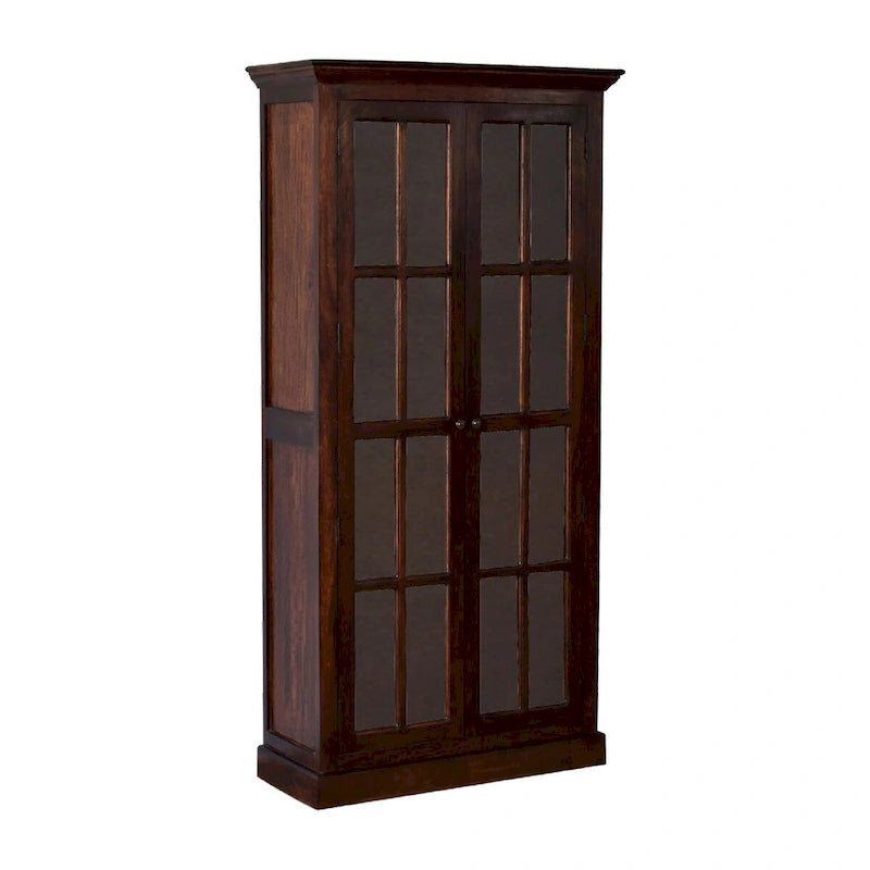 Cherry Finish Solid Wood Display Cabinet, Single Door