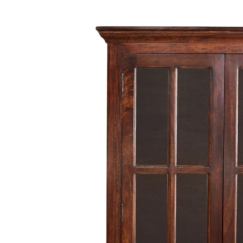 Cherry Finish Solid Wood Display Cabinet, Single Door