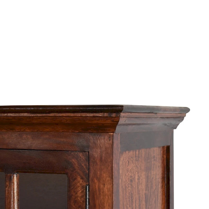 Cherry Finish Solid Wood Display Cabinet, Single Door