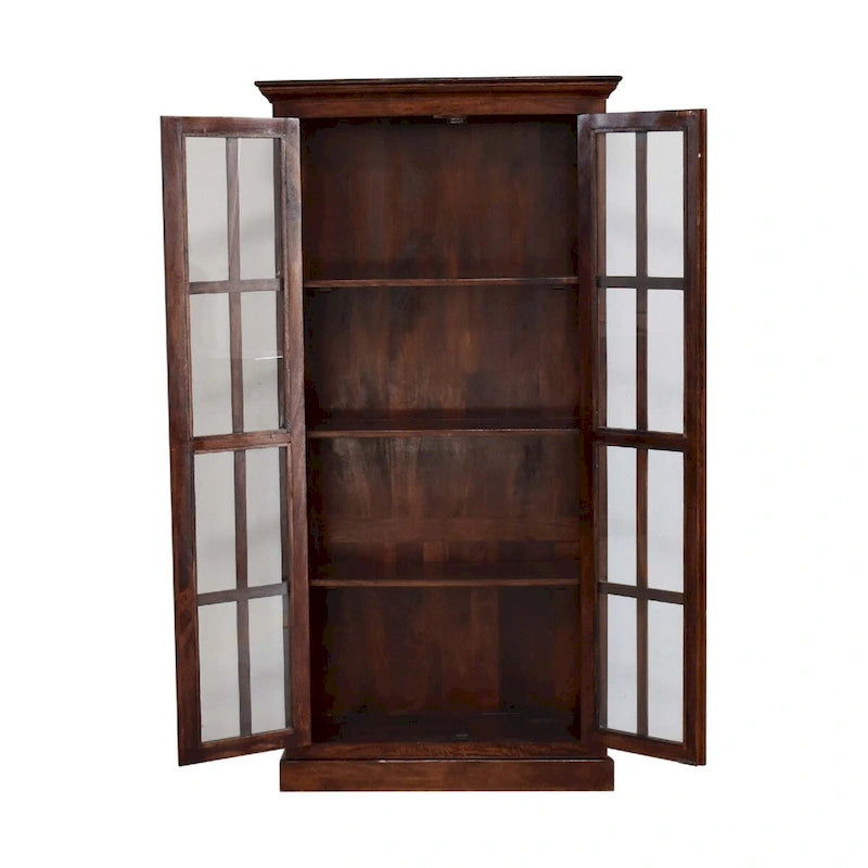 Cherry Finish Solid Wood Display Cabinet, Single Door