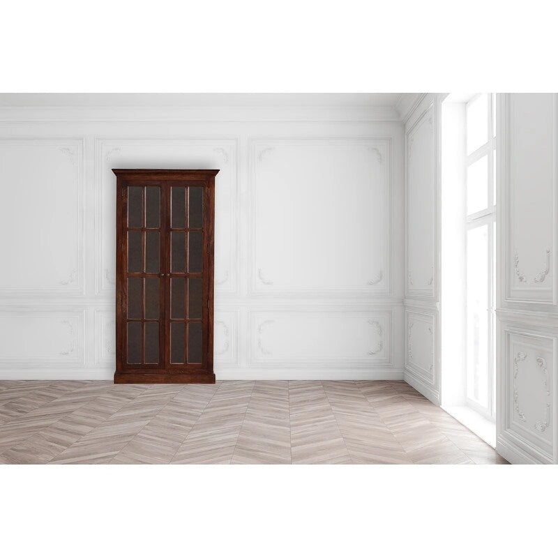 Cherry Finish Solid Wood Display Cabinet, Single Door