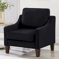 Single Seat Velvet Accent Chair with Wooden Legs - Black / Navy Blue / Taupe