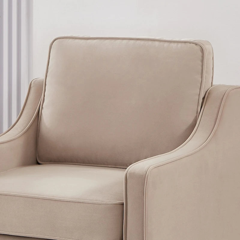 Single Seat Velvet Accent Chair with Wooden Legs - Black / Navy Blue / Taupe