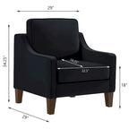Single Seat Velvet Accent Chair with Wooden Legs - Black / Navy Blue / Taupe
