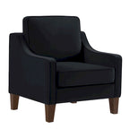 Single Seat Velvet Accent Chair with Wooden Legs - Black / Navy Blue / Taupe