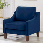 Single Seat Velvet Accent Chair with Wooden Legs - Black / Navy Blue / Taupe