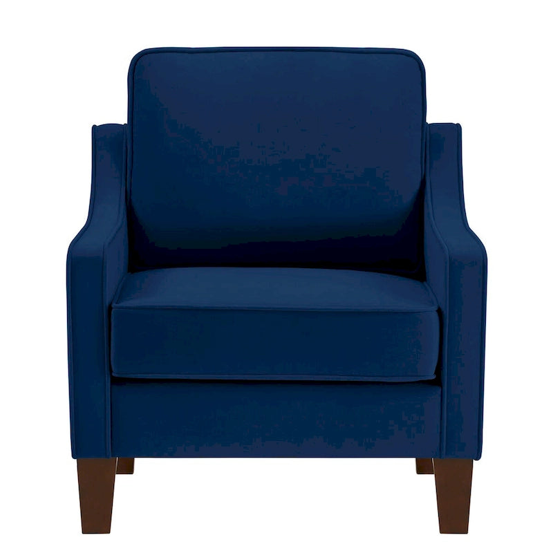 Single Seat Velvet Accent Chair with Wooden Legs - Black / Navy Blue / Taupe