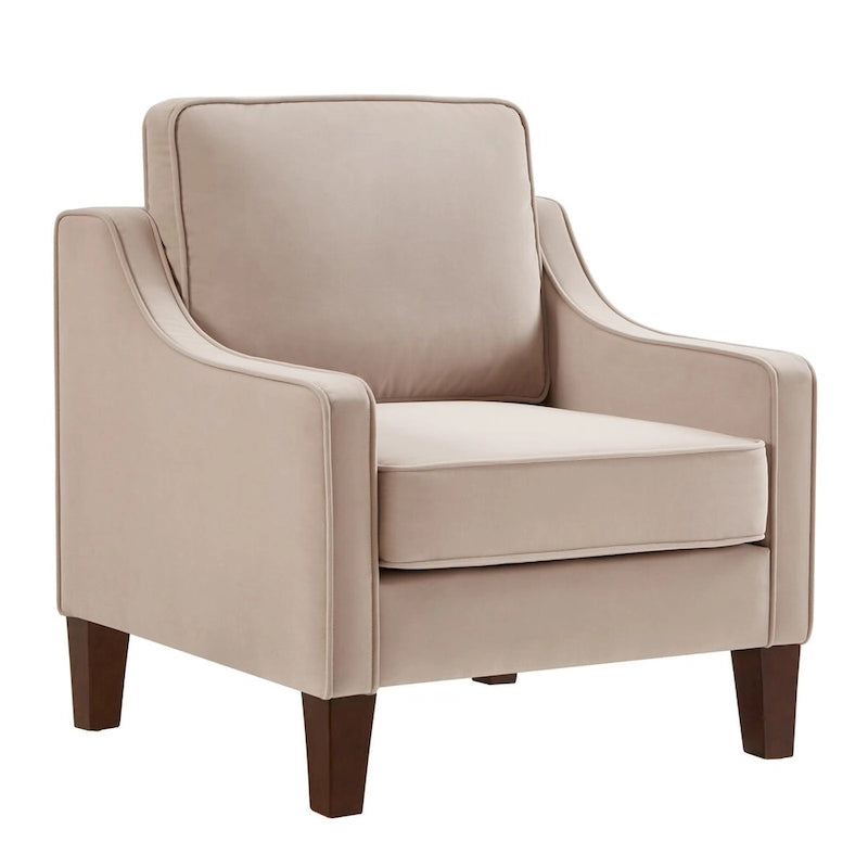 Single Seat Velvet Accent Chair with Wooden Legs - Black / Navy Blue / Taupe