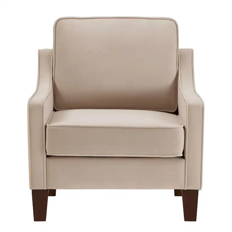 Single Seat Velvet Accent Chair with Wooden Legs - Black / Navy Blue / Taupe