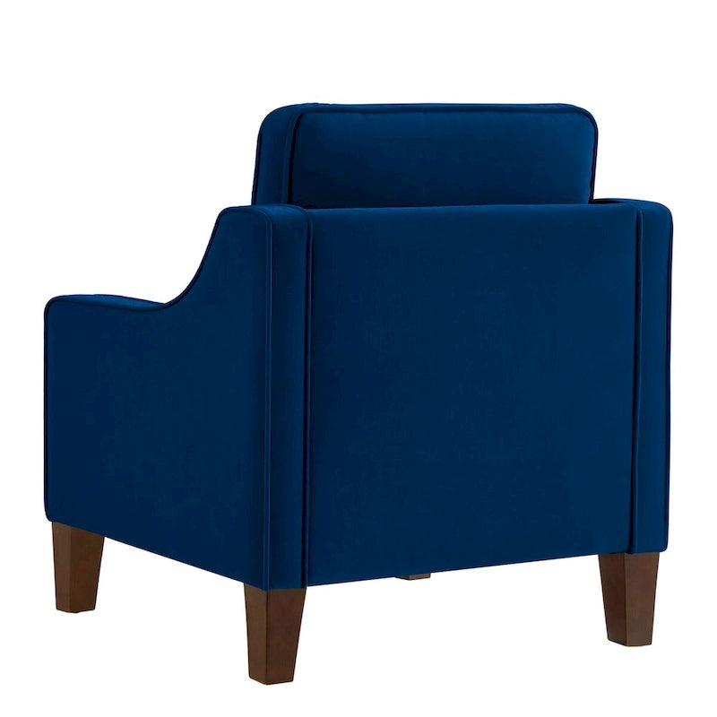 Single Seat Velvet Accent Chair with Wooden Legs - Black / Navy Blue / Taupe