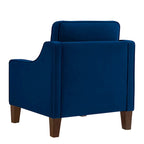 Single Seat Velvet Accent Chair with Wooden Legs - Black / Navy Blue / Taupe