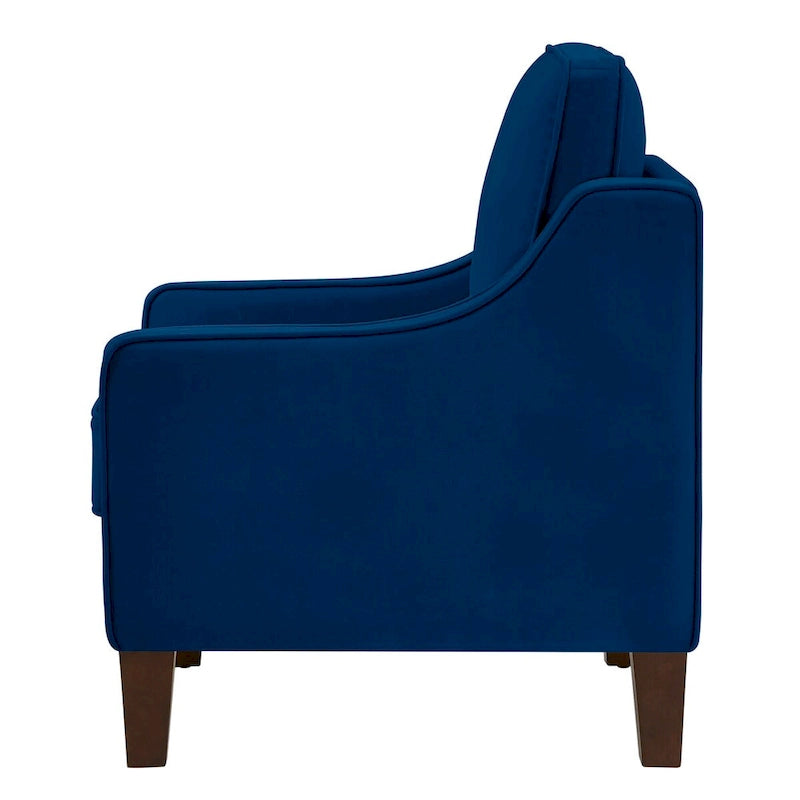 Single Seat Velvet Accent Chair with Wooden Legs - Black / Navy Blue / Taupe