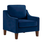 Single Seat Velvet Accent Chair with Wooden Legs - Black / Navy Blue / Taupe