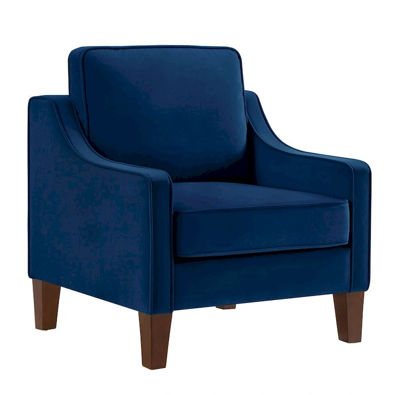 Single Seat Velvet Accent Chair with Wooden Legs - Black / Navy Blue / Taupe