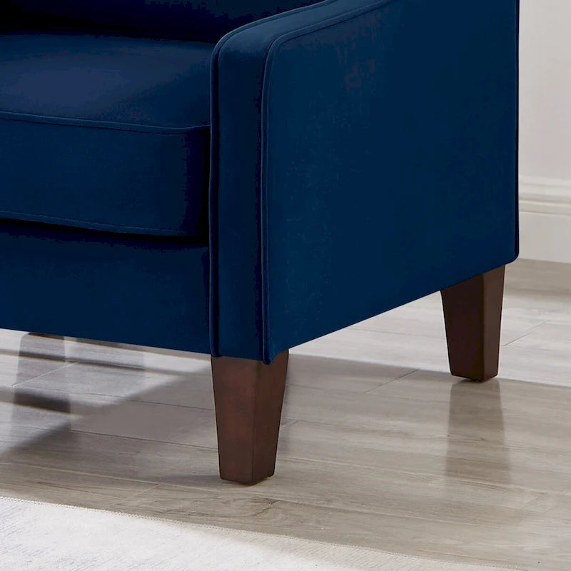 Single Seat Velvet Accent Chair with Wooden Legs - Black / Navy Blue / Taupe