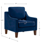 Single Seat Velvet Accent Chair with Wooden Legs - Black / Navy Blue / Taupe