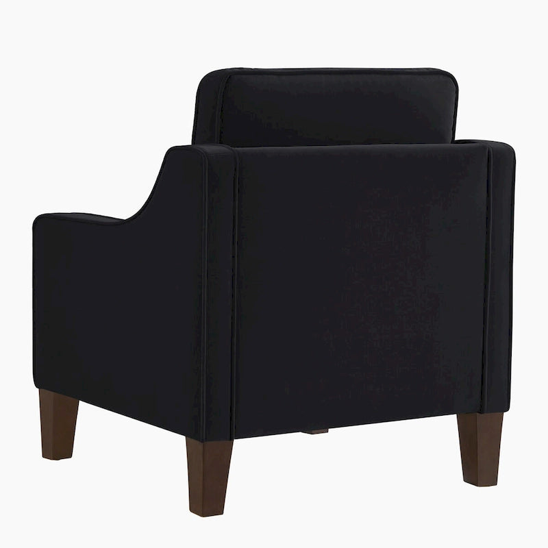 Single Seat Velvet Accent Chair with Wooden Legs - Black / Navy Blue / Taupe