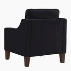 Single Seat Velvet Accent Chair with Wooden Legs - Black / Navy Blue / Taupe