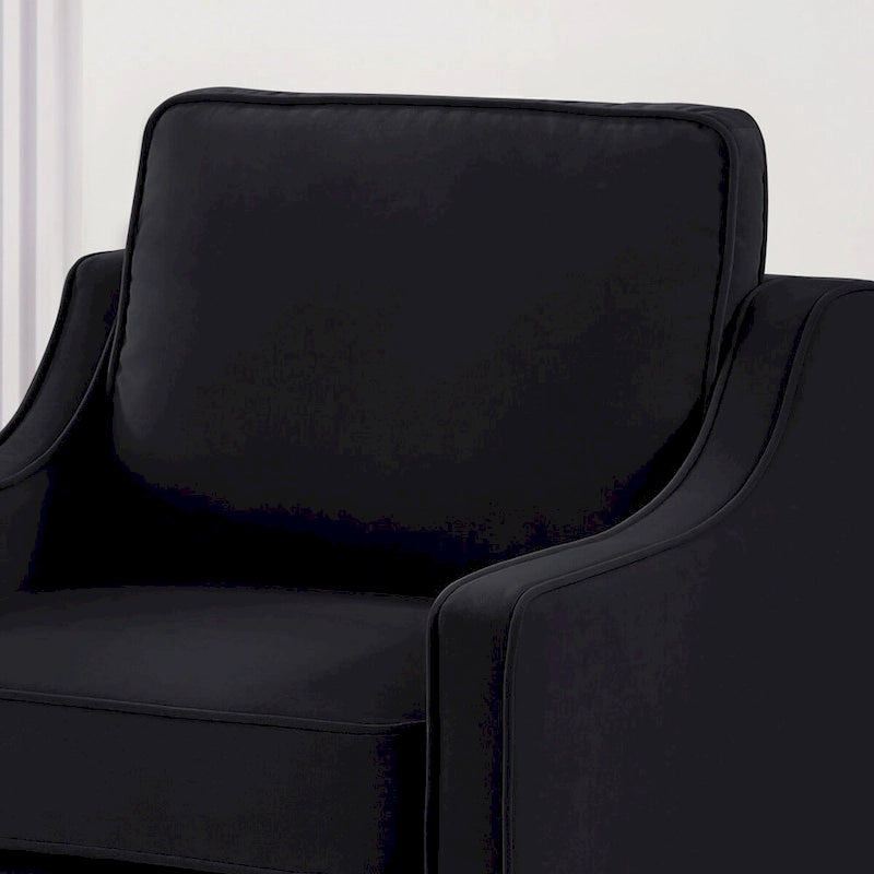Single Seat Velvet Accent Chair with Wooden Legs - Black / Navy Blue / Taupe
